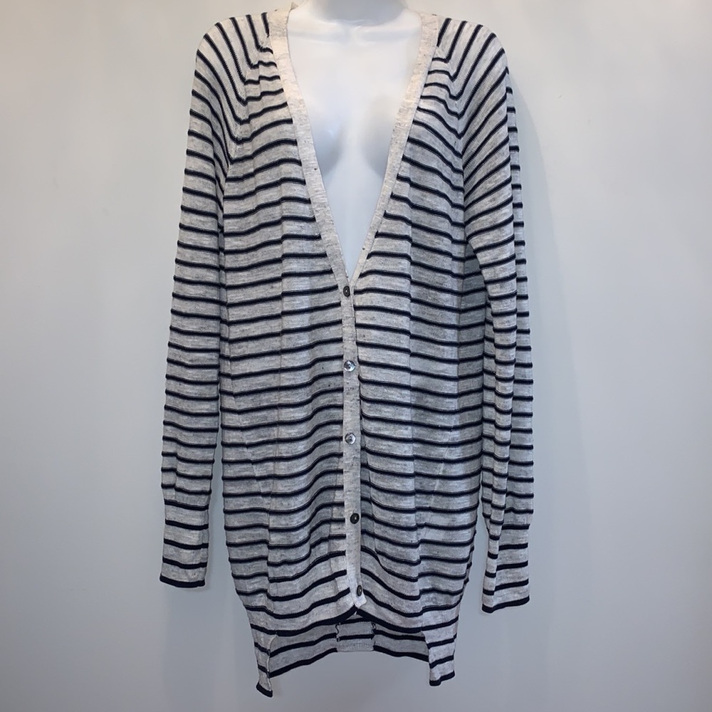 Brochu Walker Black and White Striped Cardigan